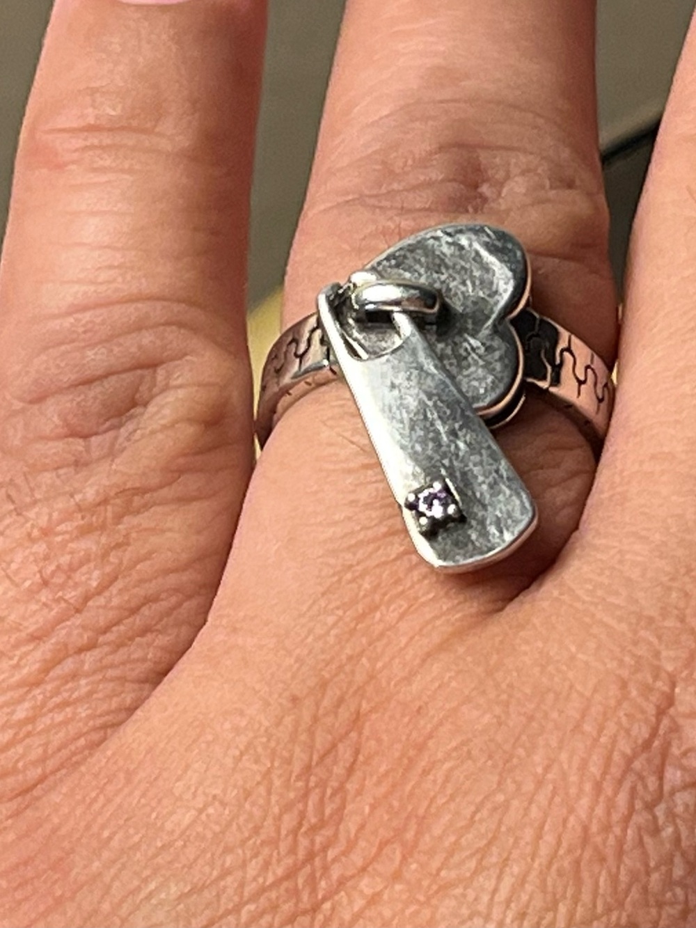 925 Sterling Silver Joey Love Zipper Ring Preloved - Picture 5 of 7